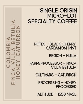Colombia Finca Villa Betulia Honey Caturron